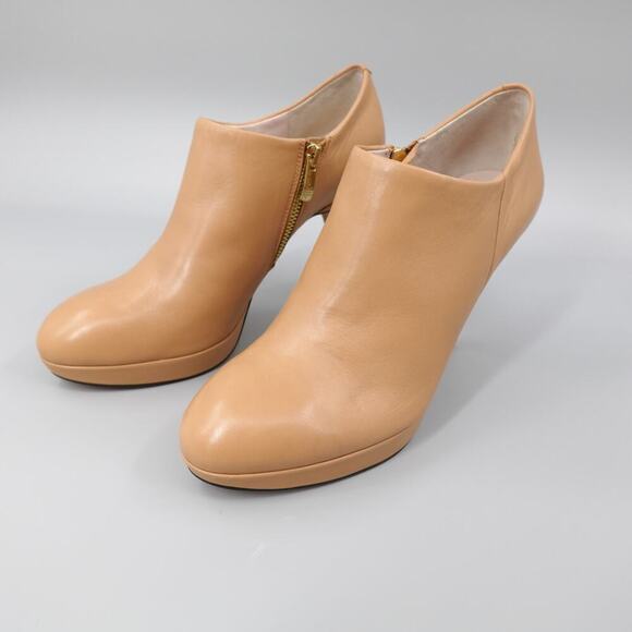 Vince Camuto Elvin Bootie Ankle Boot 10 M Caramel Gold Tone Zip Edgy Pump - Picture 6 of 16